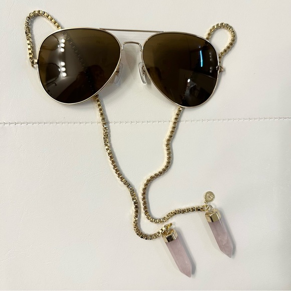 Gold Aviator Chain Sunglasses - Picture 5 of 6
